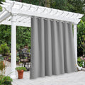 NICETOWN Outdoor Curtain for Patio Waterproof, Rustproof Grommet Thermal Insulated Extra Wide Blackout Privacy Indoor Outdoor Drape for Gazebo/Cabana, Silver Grey, 1 Panel, W100 x L95