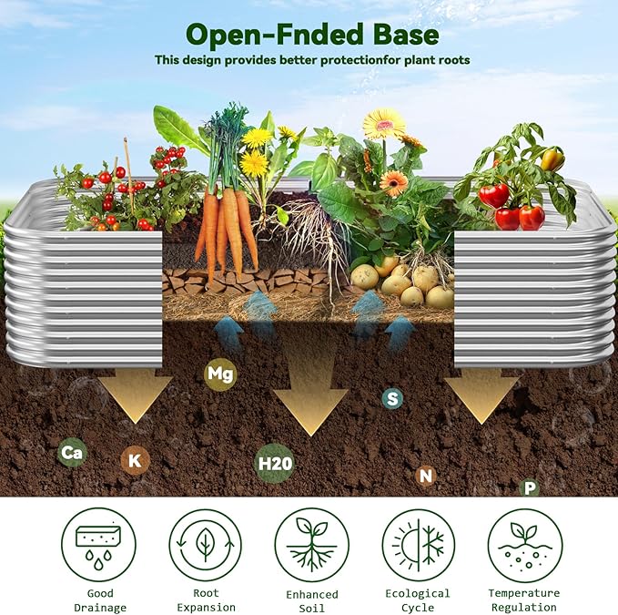 2 Pack Tall 8x3FT Raised Beds for Gardening, Corrugated Galvanized Steel Raised Garden Bed, Outdoor Metal Above Ground Garden Bed for Vegetables and Flowers