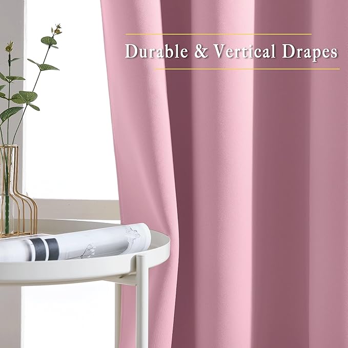 NICETOWN Blackout Doorway Curtain Drape 78 inch Long - Grommet Noise Reducing Thermal Insulated Solid Modern Window Treatments for Bedroom Closet (1 Panel, 52 x 78 Inch, Rouge Pink)