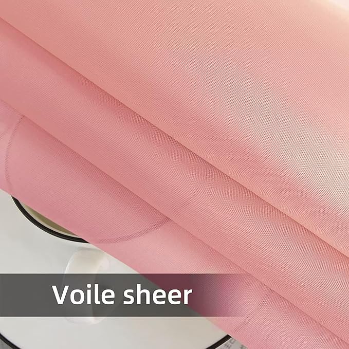 SpaceDresser Waterproof Outdoor Sheer Curtains for Patio - 2 Panels Rod Pocket Indoor Voile Sheer Curtain for Living Room,52W x 108L inch, Blush