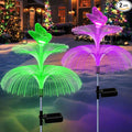 Solar Garden Lights, Gardening Birthday Gifts for Mom Grandma Women, Waterproof 7 Color Changing Jellyfish Light with Butterfly, 2 Pack Solar Flower Lights for Outdoor Pathway Yard Garden Decor