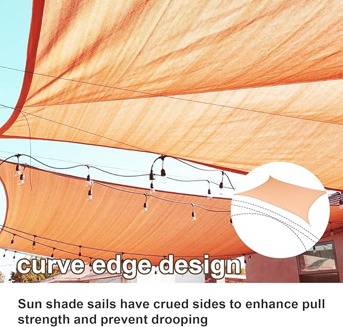 SUNLAX Sun Shade Sail 9' x 18' Peach Fuzz Rectangle Canopy Sail Shade Cover UV Block Permeable Sunshade Outdoor for Patio Backyard Deck Pergola (We Make Custom Size)