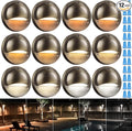 LEONLITE 12-Pack Update 5CCT LED Low Voltage Deck Lights, 180LM 3.74inch Landscape Step Railing Fence Light, 12-24V AC/DC, CRI90, Die-cast Aluminum Housing & Frosted Glass Lens, UL Cord, Bronze