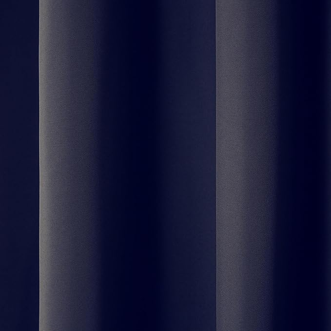 TOWN & COUNTRY BASICS Cabana Solid Heavyweight Indoor Outdoor Curtains, Light Filtering Opacity with Grommet Top, Water Repellent, 2-Pack Set, 54"x96", Dark Navy