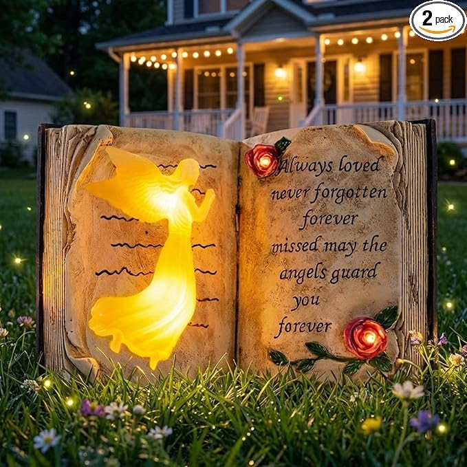 Outdoor Solar Angel Garden Stakes Lights - Praying Guardian Angel Figurines, Waterproof Memorial Grave Decorations Gifts for Cemetery Outdoors Lawn Yard Patio Home Decor