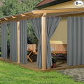 HolidayIdeas Waterproof Outdoor Curtains for Patio, 6 Panels - 54x120 Inches - Weatherproof Privacy Outsides Curtains for Backyard Porch Gazebo, Sunlight & UV Blocking (Grey, Grommet Top)
