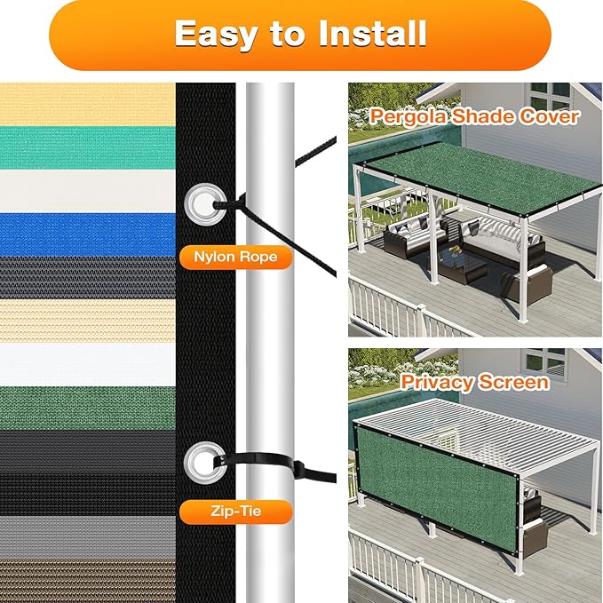 Artpuch Outdoor Pergola Shade Cover 6' X 8' Sun Shade Cloth with Grommets, 90% UV Protection Canopy Patio Privacy Screen (Customized Available) GN107, Green