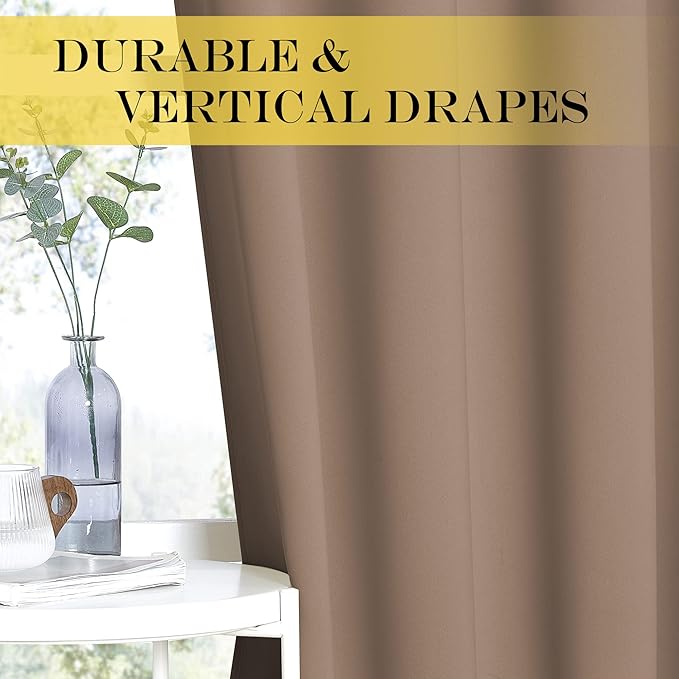 NICETOWN Blackout Drapery Curtain Panel 90 inches Long - Window Treatment Thermal Insulated Grommet Blackout Curtain/Drape for Bedroom Living Room (Cappuccino, 1 Panel, 46 by 90 inches)