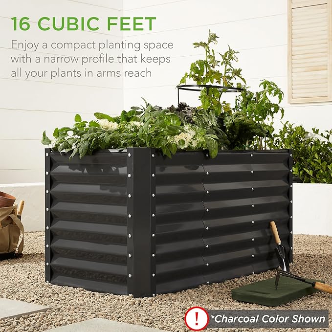 Best Choice Products 4x2x2ft Outdoor Metal Raised Garden Bed, Deep Root Box Planter for Vegetables, Flowers, Herbs, 119 Gallon Capacity, 100% Non Toxic Materials - Galvanized