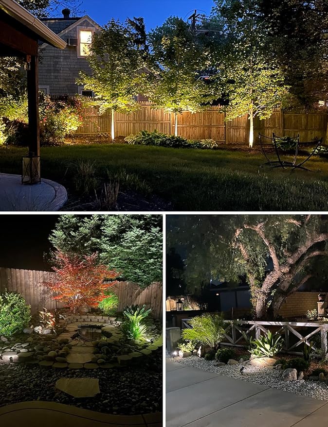 SUNVIE 12W Low Voltage Landscape Lighting LED Landscape Lights 3000K Waterproof Garden Pathway Lights 12V Outdoor Spotlights with Spike Stand, 2 Pack with Connectors