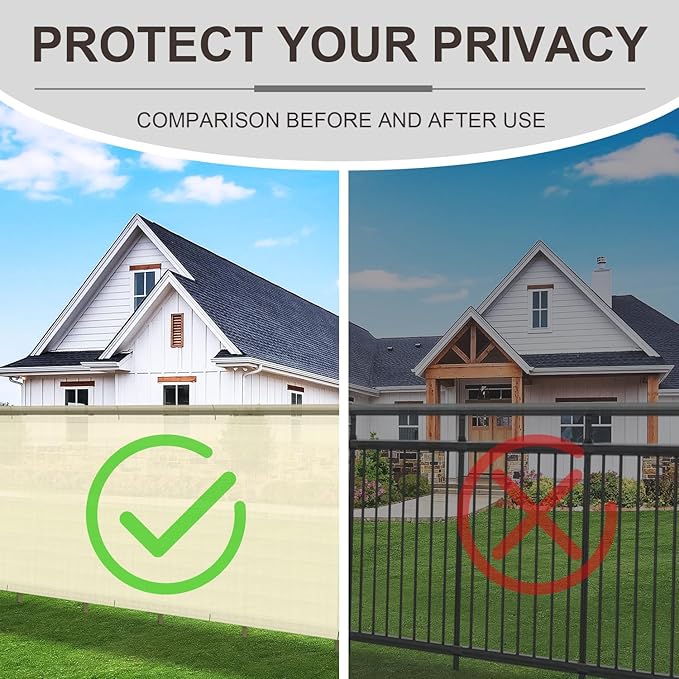 LOVE STORY Balcony Privacy Screen, 2.5'x10' Deck Shield Screen Fence Cover,UV Protection and Weather-Resistant,3 FT Height for Deck, Patio, Backyard, Outdoor Pool, Porch, Railing, Butter Cream