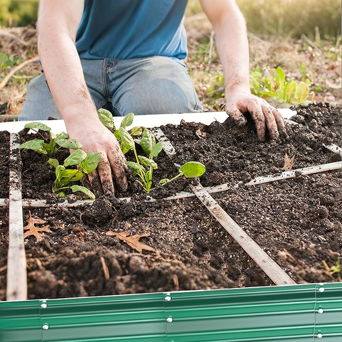 Galvanized Raised Garden Bed for Gardening, 4x4x1ft Large Square Metal Planter Boxes Outdoor for Vegetable,Flower,Herb,Modular Above Ground Growing Container,Green,Easy Assembly