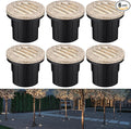 LEONLITE Dia. 4 Inch Well Lights Landscape LED In Ground, Grated Top, 3000K Warm White, 12-24V AC/DC CRI90 Low Voltage Garden Landscaping, Rock Color Aluminum Housing, Pack of 6