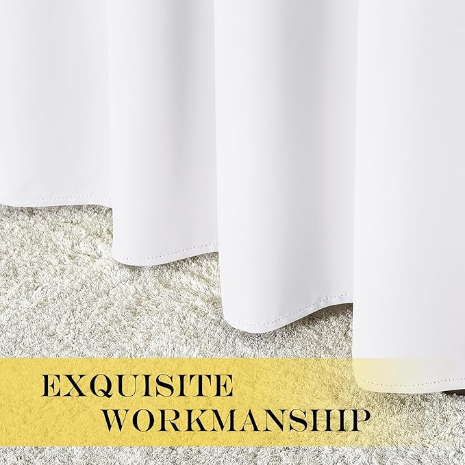 NICETOWN Room Darkening Curtain 90 inches Long - Thermal Curtain Grommet Large Window Treatment Sliding Door Curtain Light Blocking for Living Room (White, 1 Panel, W66 x L90)