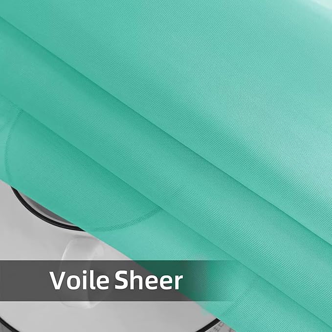 SpaceDresser Waterproof Outdoor Sheer Curtains for Patio - 4 Panels Rod Pocket Indoor Voile Sheer Curtain for Living Room,52W x 120L inch,Turquoise