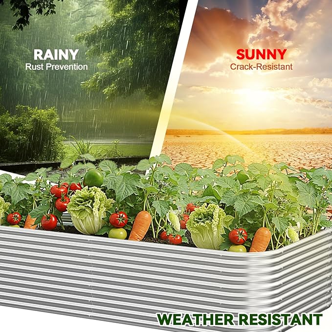 3 Pack Tall 4x2FT Raised Beds for Gardening, Corrugated Galvanized Steel Raised Garden Bed, Outdoor Metal Above Ground Garden Bed for Vegetables and Flowers