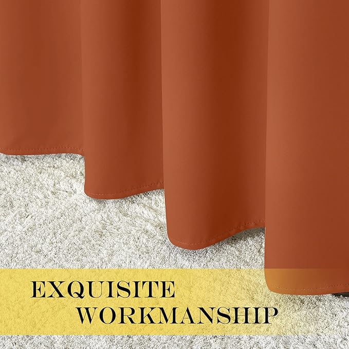 NICETOWN Blackout Burnt Orange Curtain for Girls Bedroom - Solid Grommet Sound & Light Reducing Room Darkening Window Treatment Thermal Drape for Cafe/Kids Room (1 Panel, W52 x L45)