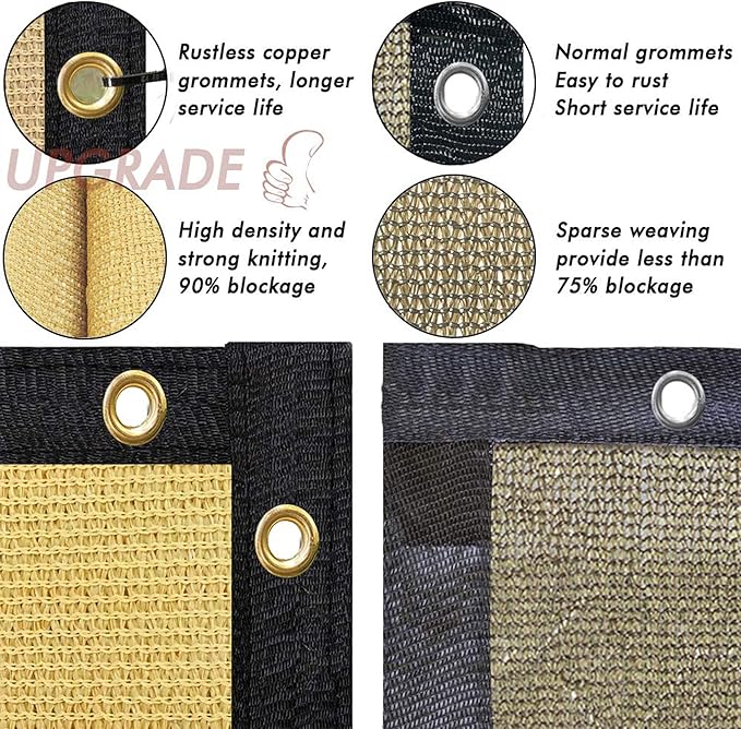 UPGRADE Privacy Fence Screen 5'x1' Sand Outdoor 90% Visibility Blockage 170 GSM Mesh Shade Cover Panels for Backyard,Balcony,Home Decoration with Zip Ties,Customized Avaliable