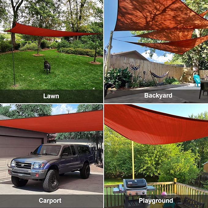 SUNLAX Sun Shade Sail 12' x 12' x 12' Terra Red Triangle Canopy Sail Shade Cover UV Block Permeable Sunshade Outdoor for Patio Backyard (We Make Custom Size)