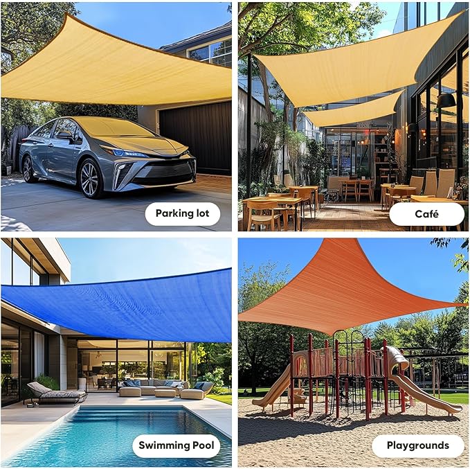 Quictent Large Triangular Sun Shade Sail 24x24x24ft with Hardware Kit, 185GSM HDPE Heavy Duty Top Cover Canopy 98% UV Block for Outdoor Patio Garden Deck Yard (Gray)