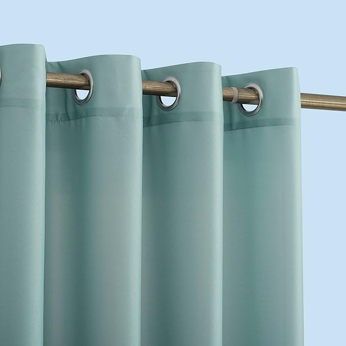 Sun Zero Marina Indoor/Outdoor UV Protectant Energy Efficient Grommet Curtain Panel, 54" x 95", Soft Teal