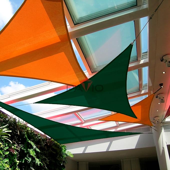 Patio Paradise 3' x 3' x 3' Sun Shade Sail Triangle Canopy Shade Cloth Fabric Sunlight Block Patio Pergola Cover HDPE Deck Awning for Outdoor Backyard Roof Shading, Green