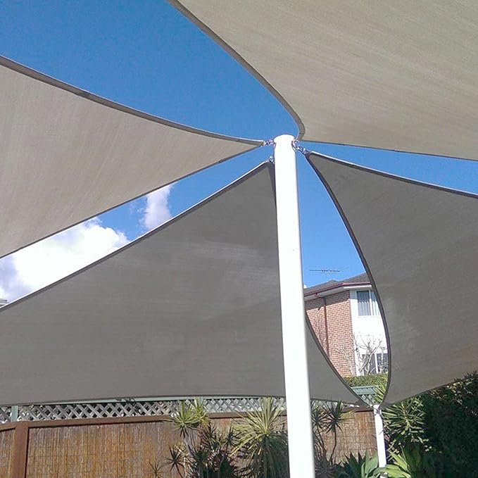 E&K Sunrise 28' x 28' x 28' Sun Shade Sail Triangle Canopy Shade Cover UV Block for Patio Backyard Garden Outdoor (Light Gray)