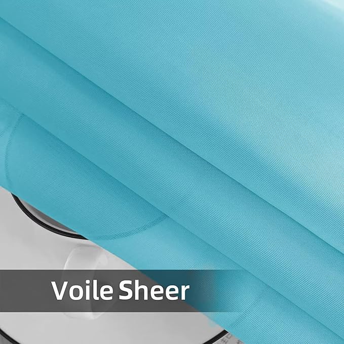 SpaceDresser Waterproof Outdoor Sheer Curtains for Patio - 4 Panels Rod Pocket Indoor Voile Sheer Curtain for Living Room,52W x 96L inch, Aqua