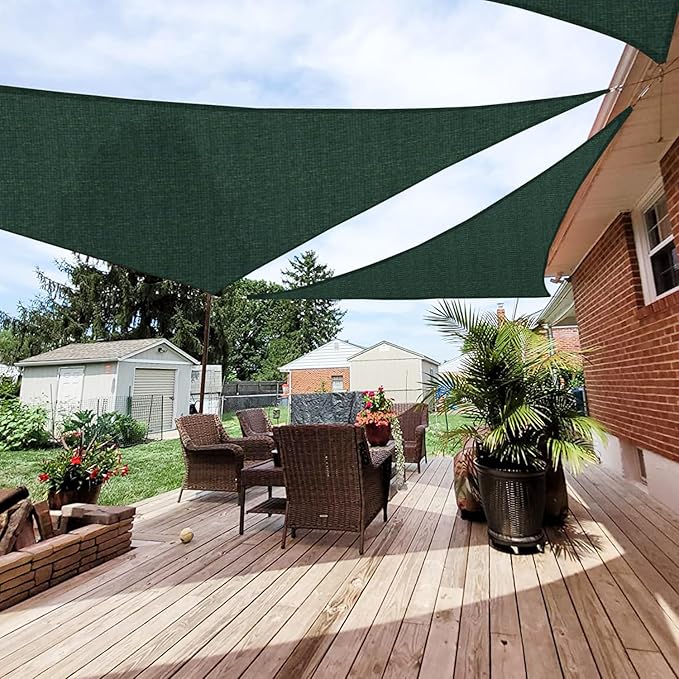 Patio Paradise 3' x 3' x 3' Sun Shade Sail Triangle Canopy Shade Cloth Fabric Sunlight Block Patio Pergola Cover HDPE Deck Awning for Outdoor Backyard Roof Shading, Green