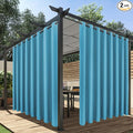 HolidayIdeas Extra Wide Outdoor Curtains for Patio Waterproof, 2 Panels - 110 x 95 Inch - Privacy & Light Filtering Curtains Grommet Outside Curtains for Porch, Gazebo, Pergola, Backyard (Teal