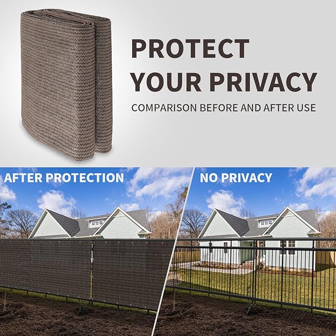 LOVE STORY Custom Size 3'x24' Brown Balcony Privacy Screen,UV Block Privacy Fence Screen,90% Shield for Outdoor Pool Garden Apartment Railing