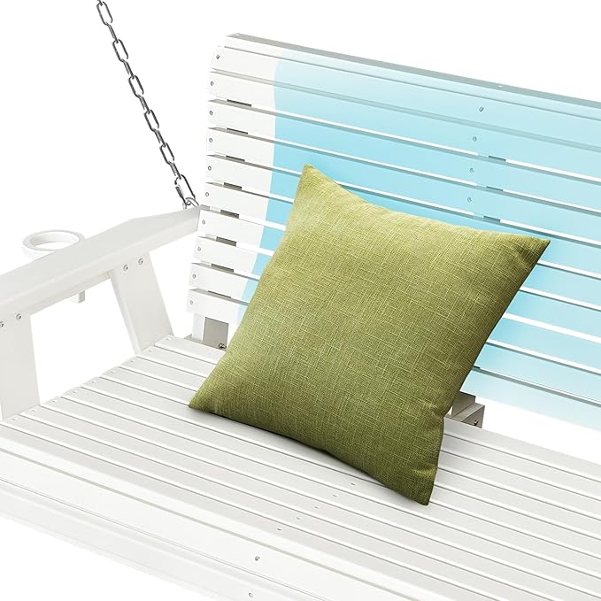 HDPE Porch Swing with 18/8 Stainless Steel Bolts, Ergonomic Design, Ultra Weather-Resistant, Heavy Duty 1200 LBS, for Outdoor Patio Garden Yard (Vanilla White)