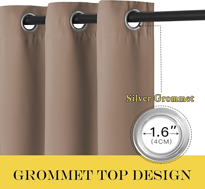 NICETOWN Cappuccino Blackout Curtains for Bedroom/Living Room 132 Inch Length - Thermal Insulated Room Darkening Grommet Top Window Curtains (100 by 132 - Inch, 1 Panel)