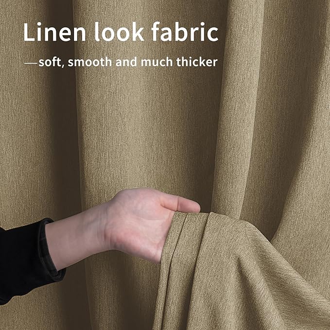Easy-Going Linen Look Outdoor Curtains Waterproof Windproof Porch Curtains, Soft Thicken Outdoor Privacy Curtains for Patio, Gazebo, Grommet Top and Tab Bottom Drape, 1 Panel, 110x108 inch, Khaki