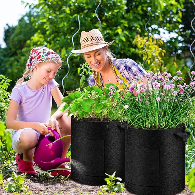 2 Pack 20 Gallon Potato Grow Bags with Pull-Down Harvest Window, Potato Bags for Growing Potatoes Heavy Duty Thickened Nonwoven Fabric Gardening Vegetable Growing Bags with Visible Window