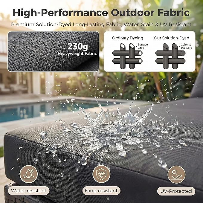 NICESOUL 9 Piece Outdoor Patio Garden Furniture Set with Fireplace Natural Gas/Propane, 29.3'' High Back Oversized Wicker Sectional Sofas, Deep Seating Couches for Outside Backyard Terrace, Gray