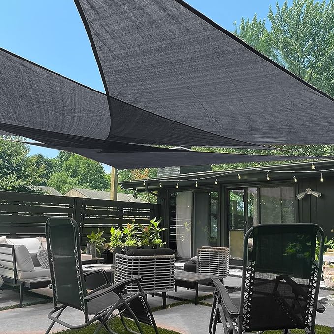 LOVE STORY 16' x 16' x 16' Sun Shade Sails Triangle Sunshades Sail Shade Canopy Patio Cover for Shade Outdoor, Graphite Grey