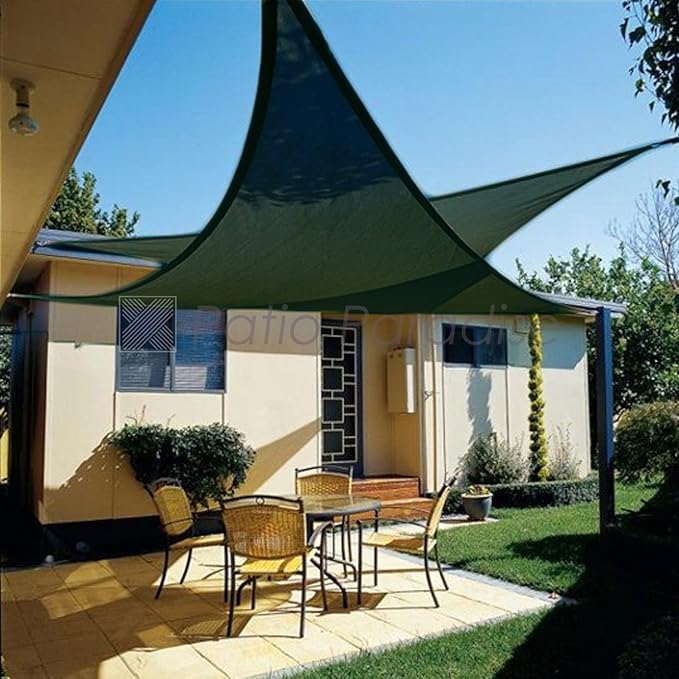 Patio Paradise 14' x 14' x 14' Sun Shade Sail Triangle Canopy Shade Cloth Fabric Sunlight Block Patio Pergola Cover HDPE Deck Awning for Outdoor Backyard Roof Shading, Green
