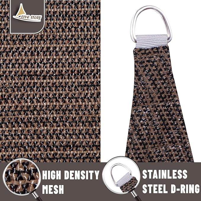 LOVE STORY Custom Size 16'x16'x22.6' Brown Sun Shade Sail Right Triangle Sunhsade Fabric Awning Canopy for Patio Backyard Carport Pergola (Customized)