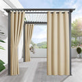RYB HOME Outdoor Curtains for Patio Waterproof Block Sunlight Thermal Insulated Privacy Assured Thick Outside Curtains for Pergola, Deck, Gazebo, W52 x L108, Biscotti Beige, 1 Panel