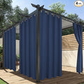 HolidayIdeas Outdoor Curtains for Patio Waterproof, 4 Panels - 54 x 84 Inch - Privacy Protection & Light Filtering Curtains Navy Grommet Outside Curtains for Porch, Gazebo, Pergola, Backyard