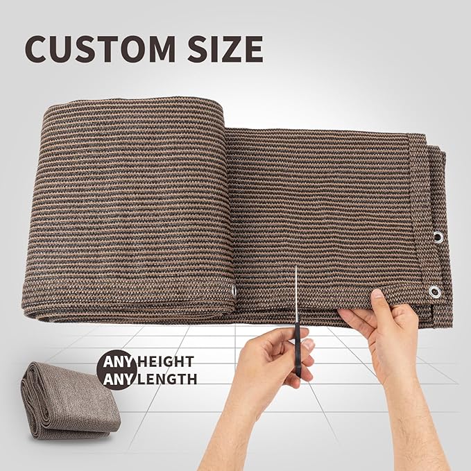 LOVE STORY Custom Size 3'x13' Brown Balcony Privacy Screen,UV Block Privacy Fence Screen,90% Shield for Outdoor Pool Garden Apartment Railing