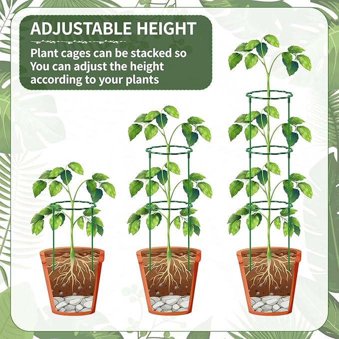 12 Pack Plant Support Stakes Sets - Versatile Plant Cages, Stackable Garden Flower Support， Small Plant Stakes for Indoor Plants,Tomato,Monstera, Peony, Hydrangea, Climbing Plants