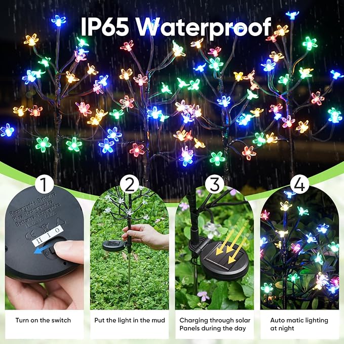 Solar Garden Lights Waterproof, Solar Lights Outdoor Decorative 8Pack,160Led Solar Powered Flowers Garden Decor,Fairy Light for Yard,Pathway,Outside Decorations,Gardening Gifts for Women Mom