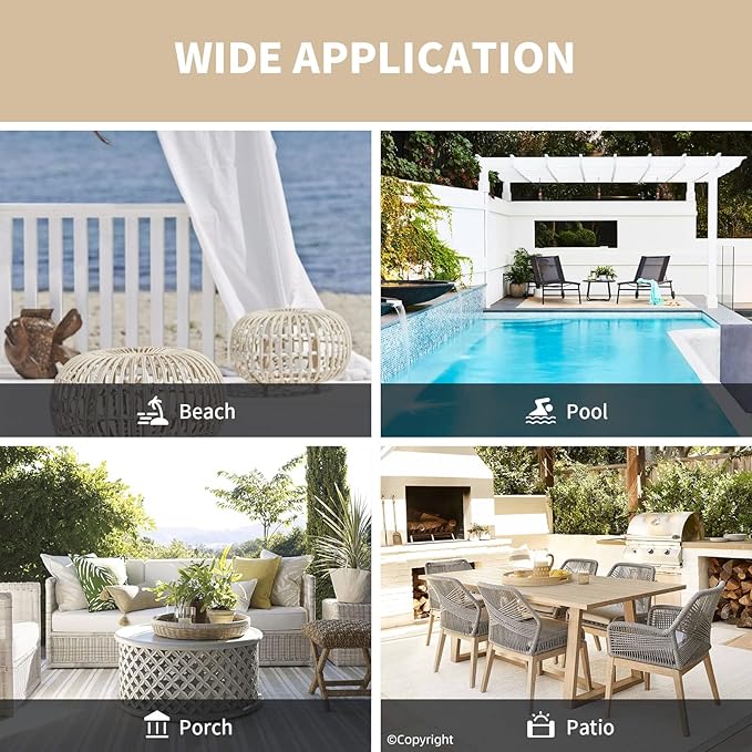 DIVA EN CAMINO DEC Outdoor Patio Curtain Waterproof Darkening Thermal Insulated Indoor Curtains for Bedroom, Porch, Living Room, Pergola, Cabana, W52 x L72, Beige, Set of 2 Panels