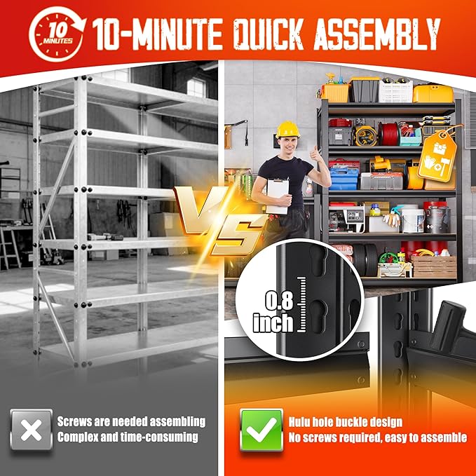 Set of 4 71"H-35"W Garage Shelving-2050LBS 5 Tier Storage Shelves,Adjustable Heavy Duty Metal Shelving Unit and Storage Large Rack,Utility Steel Shelf For Shop Warehouse Industrial Pantry Basement