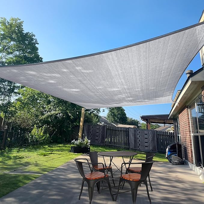 SUNLAX Sun Shade Sail 8' x 8' Silver Grey Square Canopy Sail Shade Cover UV Block Permeable Sunshade Outdoor for Patio Backyard (We Make Custom Size)