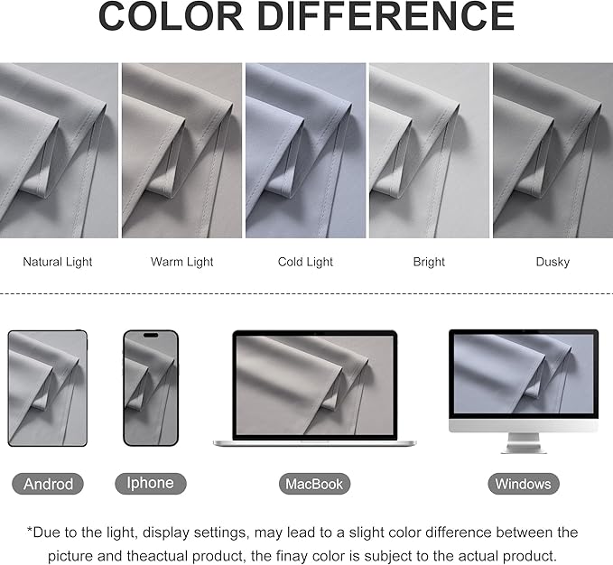 RYB HOME Outdoor Curtains for Patio Waterproof Block Sunlight Thermal Insulated Privacy Assured Thick Outside Curtains for Porch, Gazebo, Pergola, W52 x L95, Light Grey, 1 Panel
