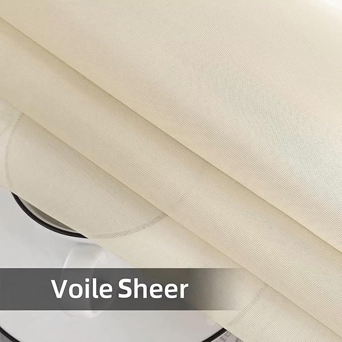 SpaceDresser Waterproof Outdoor Sheer Curtains for Patio - 2 Panels Rod Pocket Indoor Voile Sheer Curtain for Living Room,100W x 120L inch, Ivory