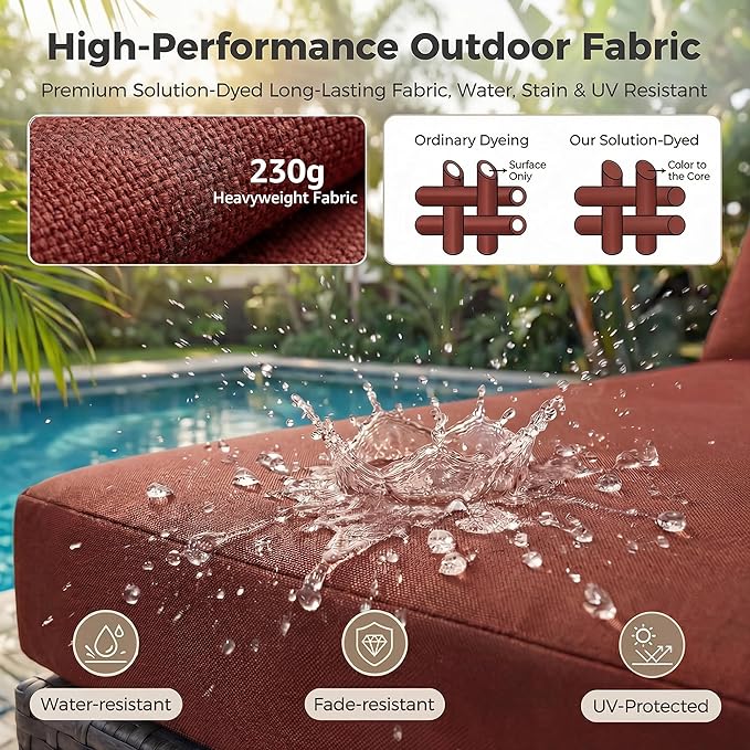 NICESOUL 6 Piece Modern Outdoor Conversation Set with Fireplace Natural Gas/Propane, 29.3'' High Back Deep Wide Seat Sofa Couches for Garden, Oversized Patio Sectionals, 2 Color Cushion Wine & Grey